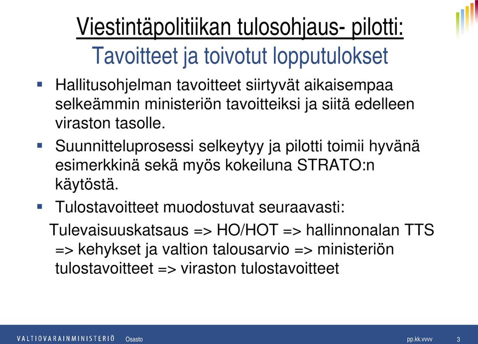 Suunnitteluprosessi selkeytyy ja pilotti toimii hyvänä esimerkkinä sekä myös kokeiluna STRATO:n käytöstä.