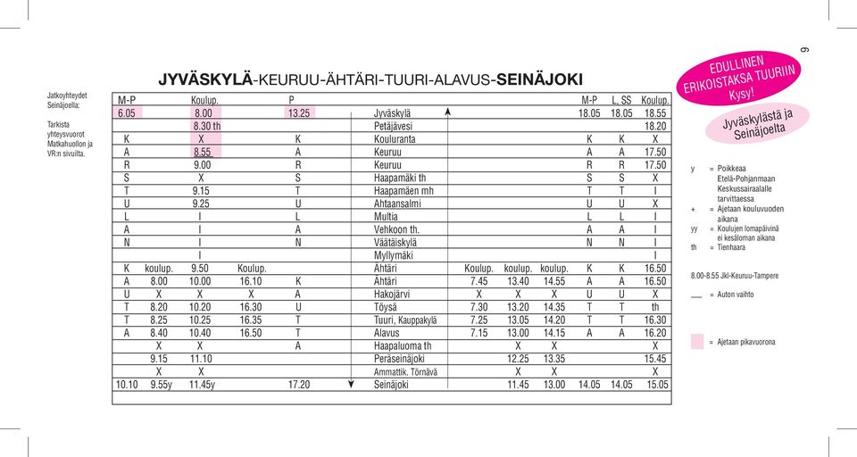 25 U Ahtaansalmi U U X L I L Multia L L I A I A Vehkoon th. A A I N I N Väätäiskylä N N I I Myllymäki I K koulup. 9.50 Koulup. Ähtäri Koulup. koulup. koulup. K K 16.50 A 8.00 10.00 16.10 K Ähtäri 7.