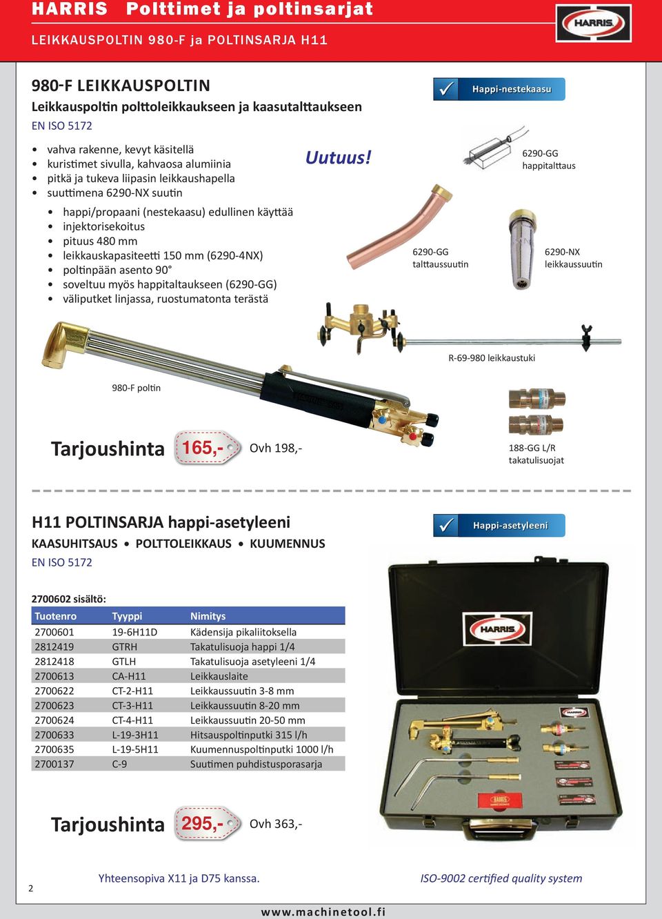 leikkauskapasitee 150 mm (6290-4NX) polnpään asento 90 soveltuu myös happitaltaukseen (6290-GG) väliputket linjassa, ruostumatonta terästä Uutuus!