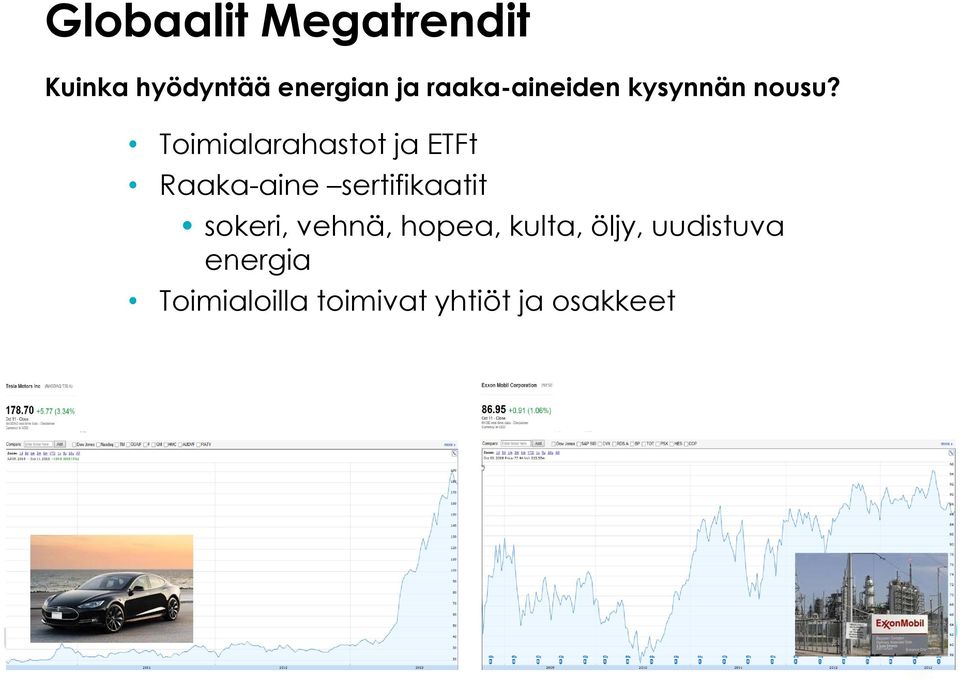 Toimialarahastot ja ETFt Raaka-aine sertifikaatit