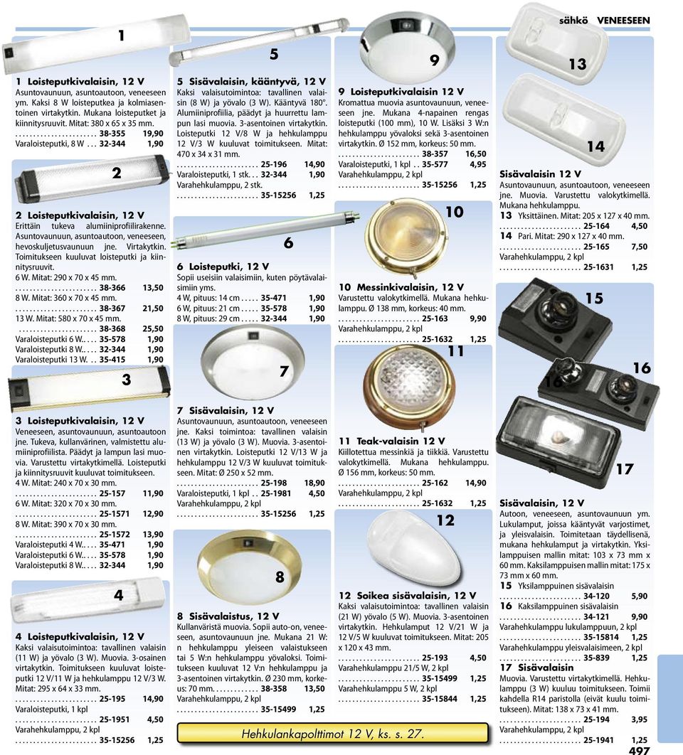 Toimitukseen kuuluvat loisteputki ja kiinnitysruuvit. W. Mitat: 0 x 0 x mm........................ -,0 W. Mitat: 0 x 0 x mm........................ -,0 W. Mitat: 0 x 0 x mm....................... -,0 Varaloisteputki W.