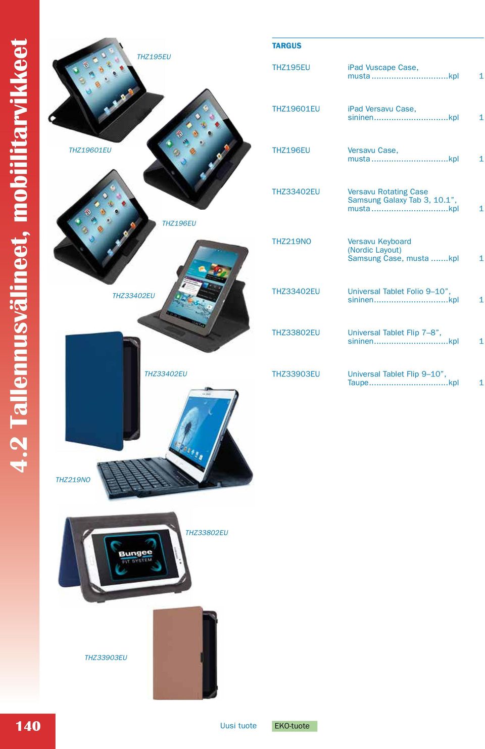 1, Versavu Keyboard (Nordic Layout) Samsung Case, musta...kpl 1 THZ33402EU Universal Tablet Folio 9 10, sininen.