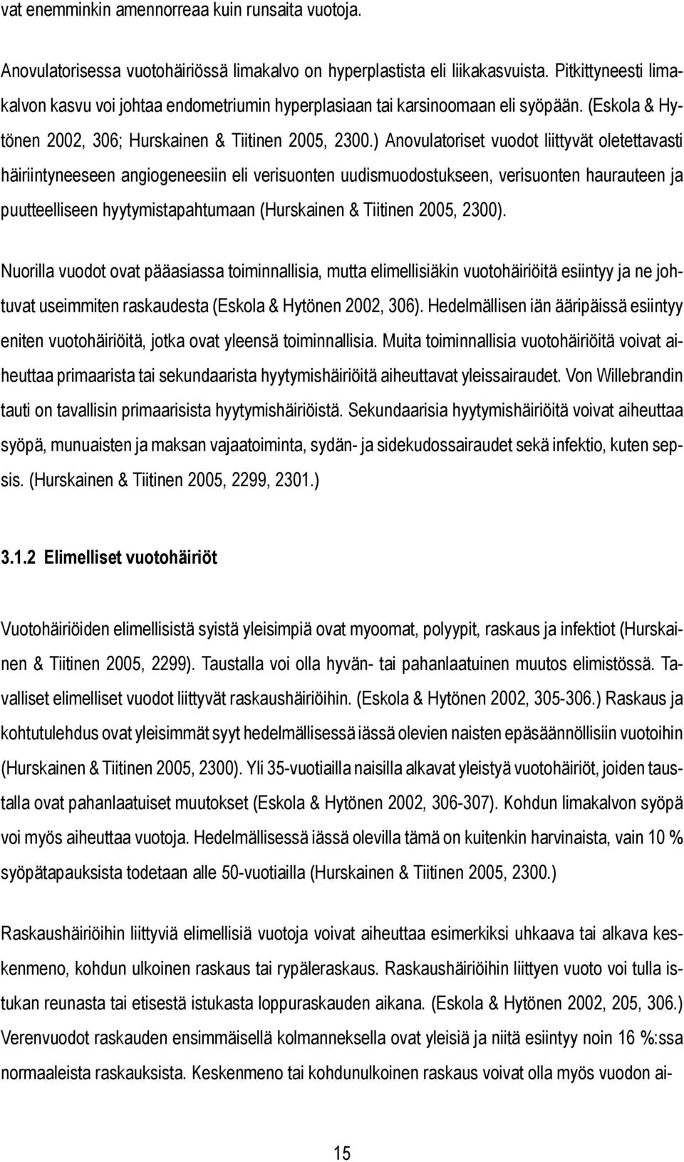 ) Anovulatoriset vuodot liittyvät oletettavasti häiriintyneeseen angiogeneesiin eli verisuonten uudismuodostukseen, verisuonten haurauteen ja puutteelliseen hyytymistapahtumaan (Hurskainen & Tiitinen