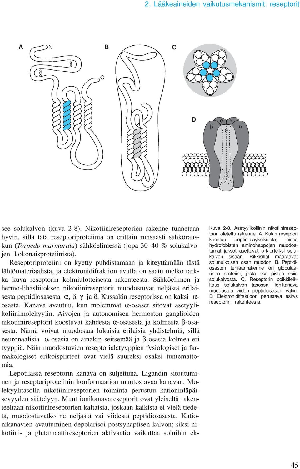 Reseptoriproteiini on kyetty puhdistaaan ja kiteyttäään tästä lähtöateriaalista, ja elektronidifraktion avulla on saatu elko tarkka kuva reseptorin koliulotteisesta rakenteesta.