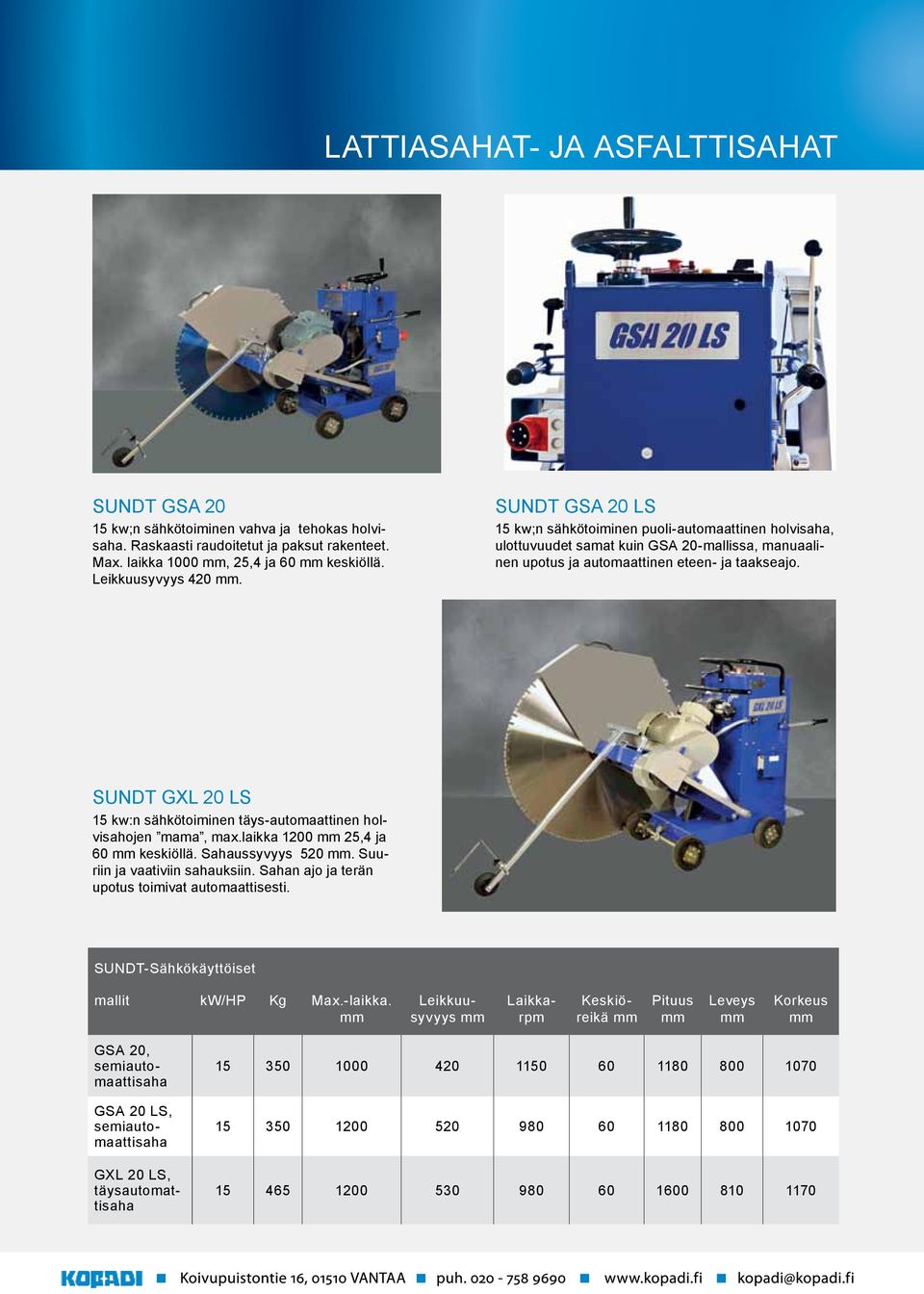 SUNDT GXL 20 LS 15 kw:n sähkötoiminen täys-automaattinen holvisahojen mama, max.laikka 1200 25,4 ja 60 keskiöllä. Sahaussyvyys 520. Suuriin ja vaativiin sahauksiin.