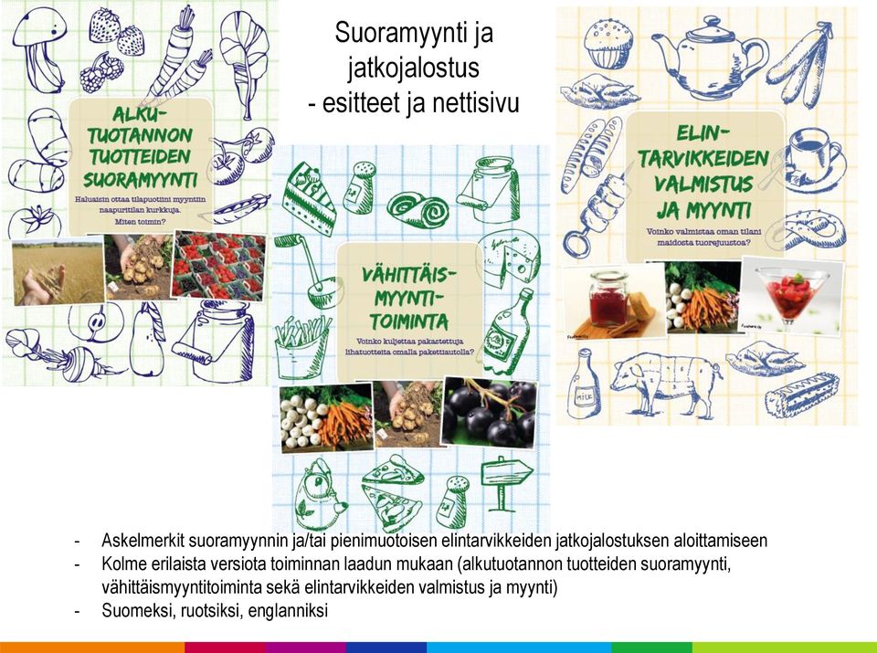 erilaista versiota toiminnan laadun mukaan (alkutuotannon tuotteiden suoramyynti,