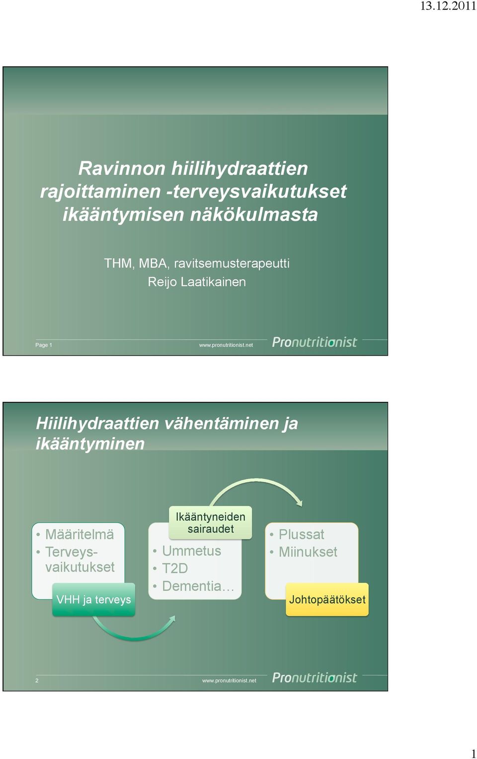 Hiilihydraattien vähentäminen ja ikääntyminen Määritelmä Terveysvaikutukset