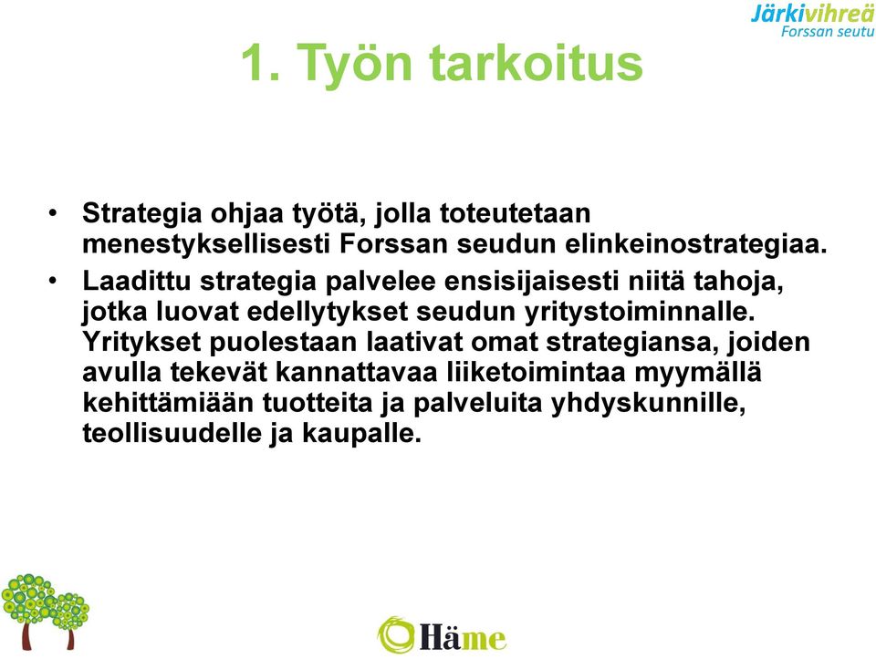 Laadittu strategia palvelee ensisijaisesti niitä tahoja, jotka luovat edellytykset seudun
