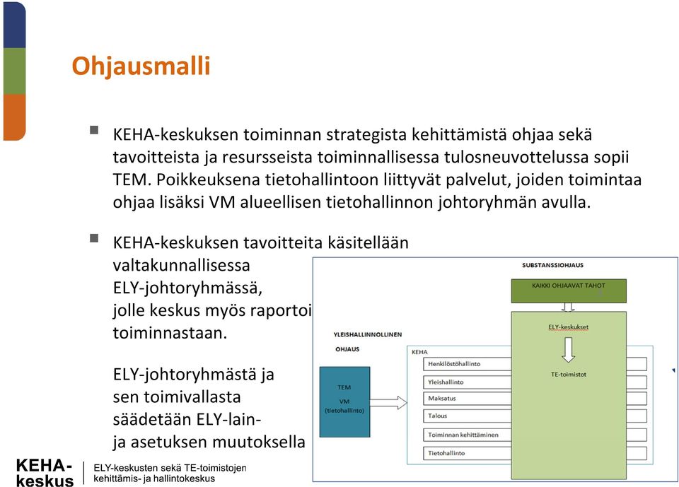 Poikkeuksena tietohallintoon liittyvät palvelut, joiden toimintaa ohjaa lisäksi VM alueellisen tietohallinnon