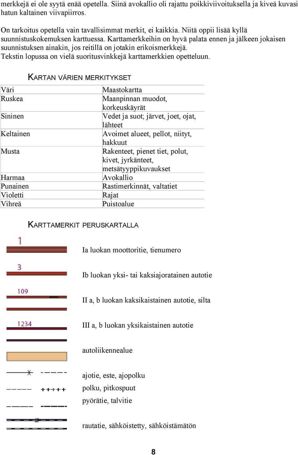 Tekstin lopussa on vielä suoritusvinkkejä karttamerkkien opetteluun.