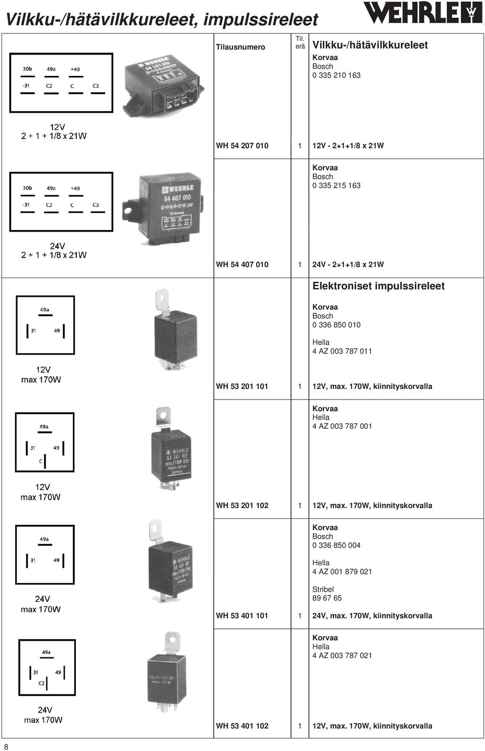 170W, kiinnityskorvalla 4 AZ 003 787 001 WH 53 201 102 1 12V, max.