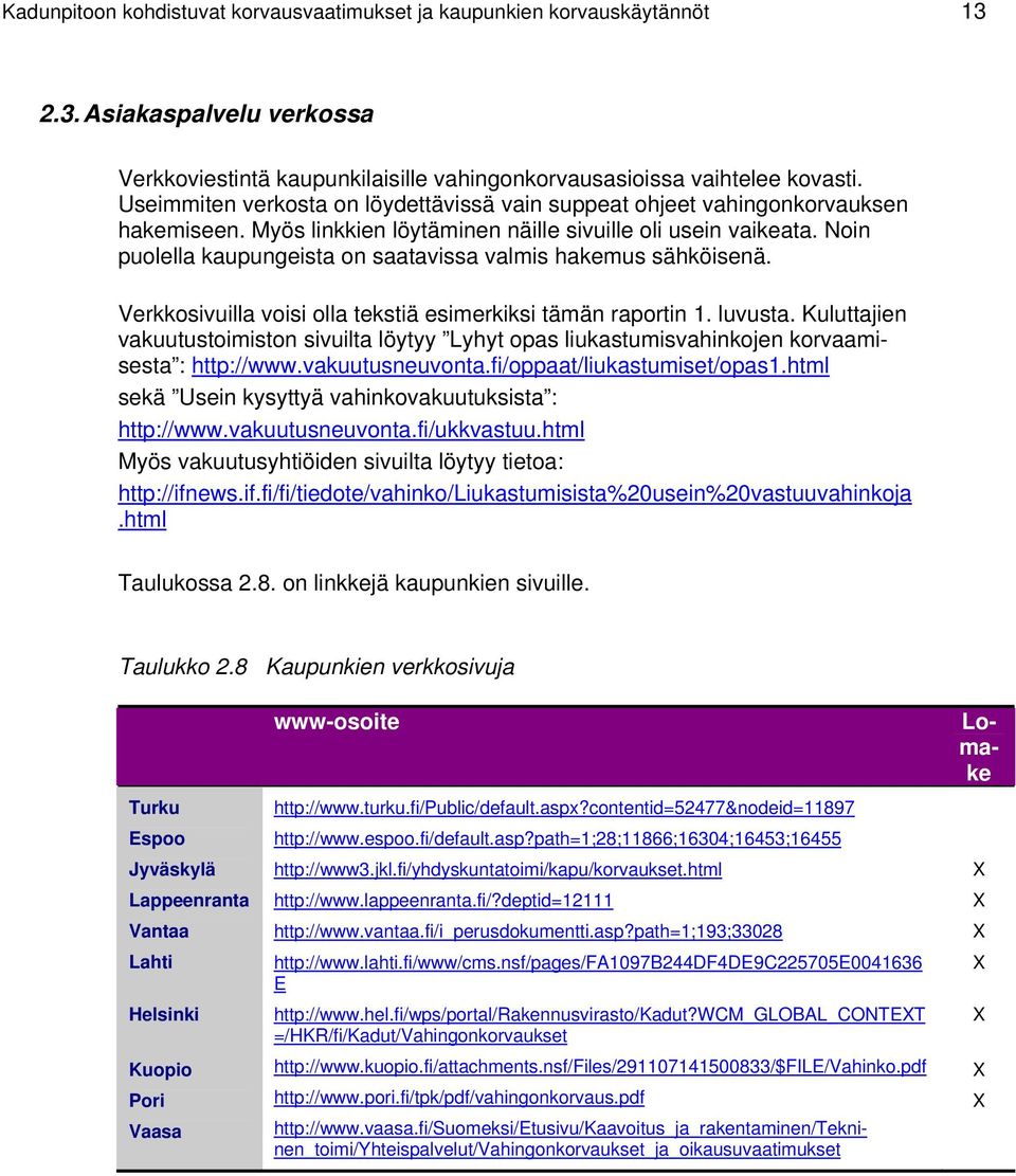 Noin puolella kaupungeista on saatavissa valmis hakemus sähköisenä. Verkkosivuilla voisi olla tekstiä esimerkiksi tämän raportin 1. luvusta.