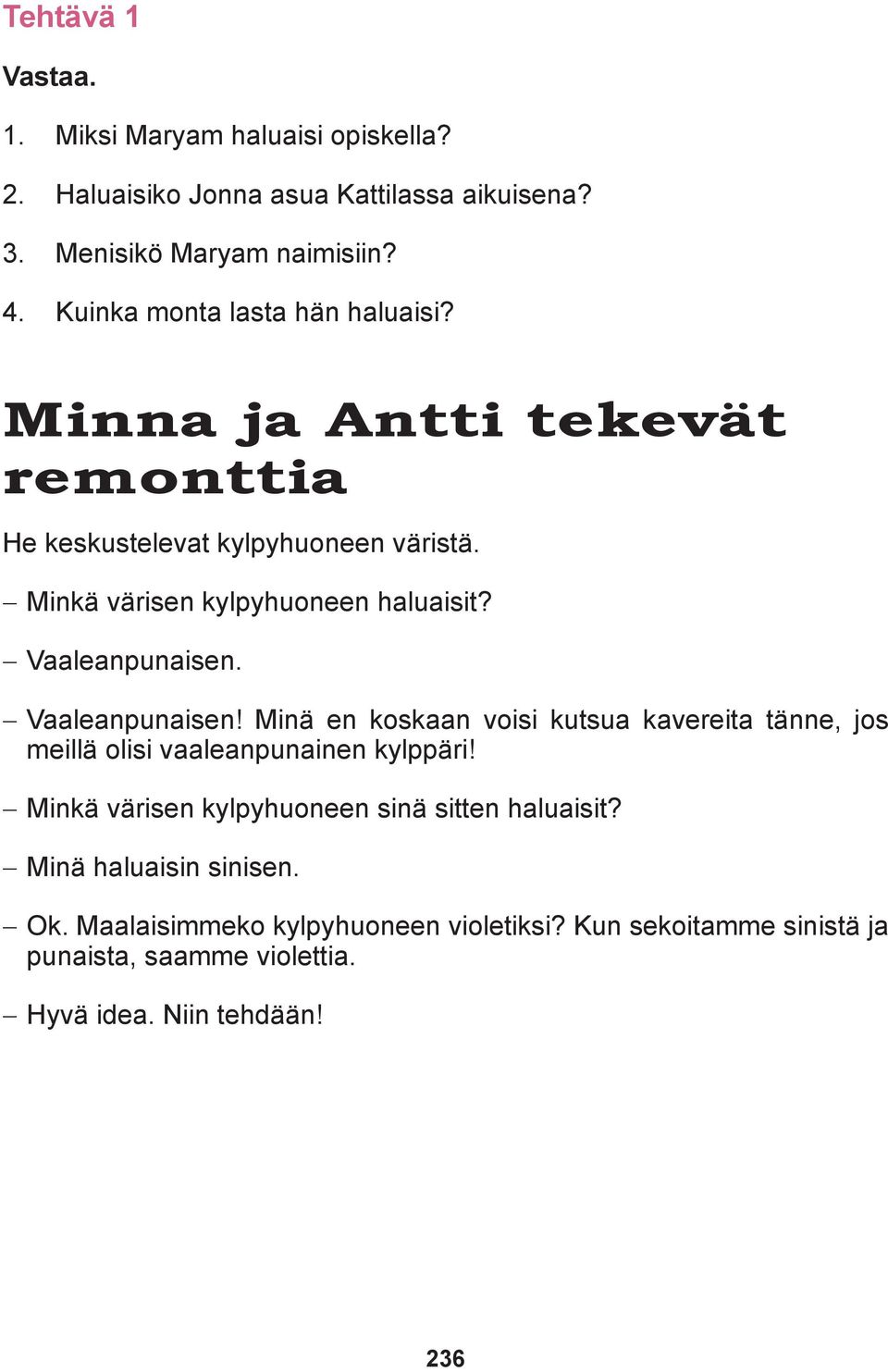 Vaaleanpunaisen. Vaaleanpunaisen! Minä en koskaan voisi kutsua kavereita tänne, jos meillä olisi vaaleanpunainen kylppäri!