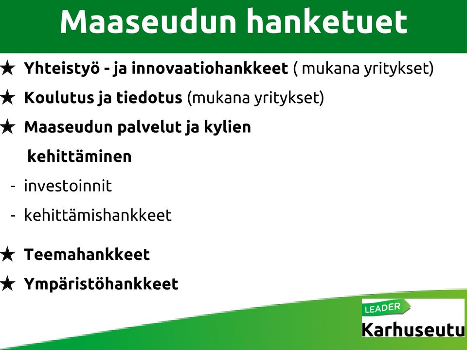 yritykset) Maaseudun palvelut ja kylien kehittäminen -