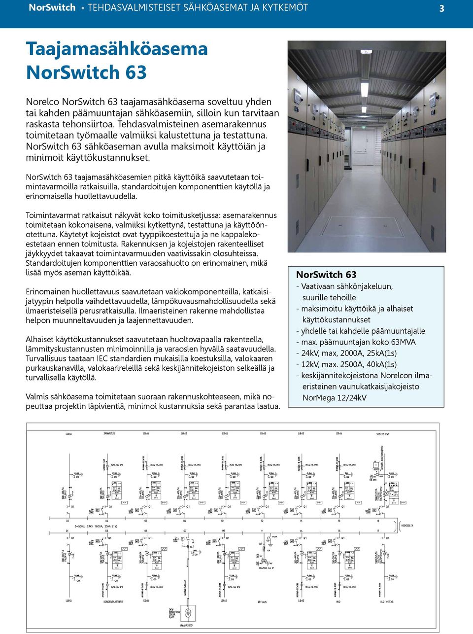 NorSwitch 63 taajamasähköasemien pitkä käyttöikä saavutetaan toimintavarmoilla ratkaisuilla, standardoitujen komponenttien käytöllä ja erinomaisella huollettavuudella.