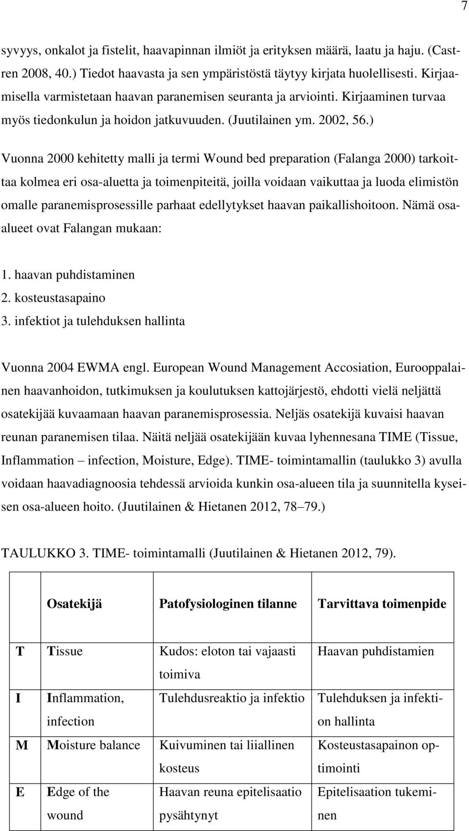 ) Vuonna 2000 kehitetty malli ja termi Wound bed preparation (Falanga 2000) tarkoittaa kolmea eri osa-aluetta ja toimenpiteitä, joilla voidaan vaikuttaa ja luoda elimistön omalle paranemisprosessille