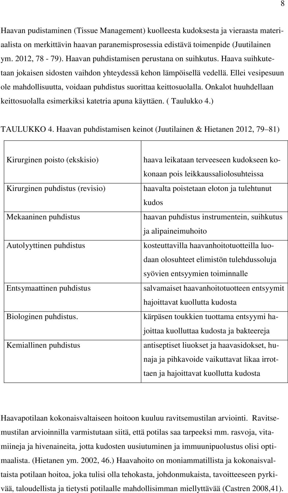 Ellei vesipesuun ole mahdollisuutta, voidaan puhdistus suorittaa keittosuolalla. Onkalot huuhdellaan keittosuolalla esimerkiksi katetria apuna käyttäen. ( Taulukko 4.) TAULUKKO 4.