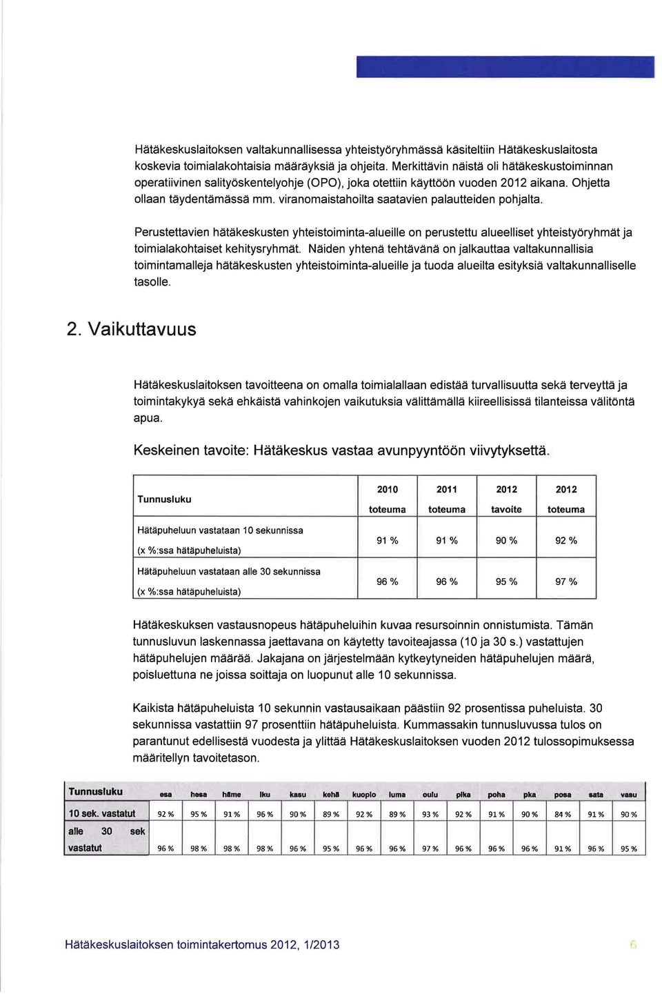 viranomaistahoilta saatavien palautteiden pohjalta. Perustettavien hätäkeskusten yhteistoiminta-alueille on perustettu alueelliset yhteistyöryhmät ja toimialakohtaiset kehitysryhmät.