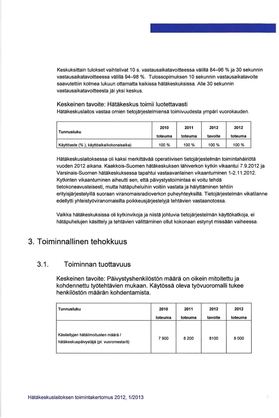 Keskeinen tavoite: Hätäkeskus toimii luotettavasti Hätäkeskuslaitos vastaa omien tietojärjestelmiensä toimivuudesta ympäri vuorokauden.
