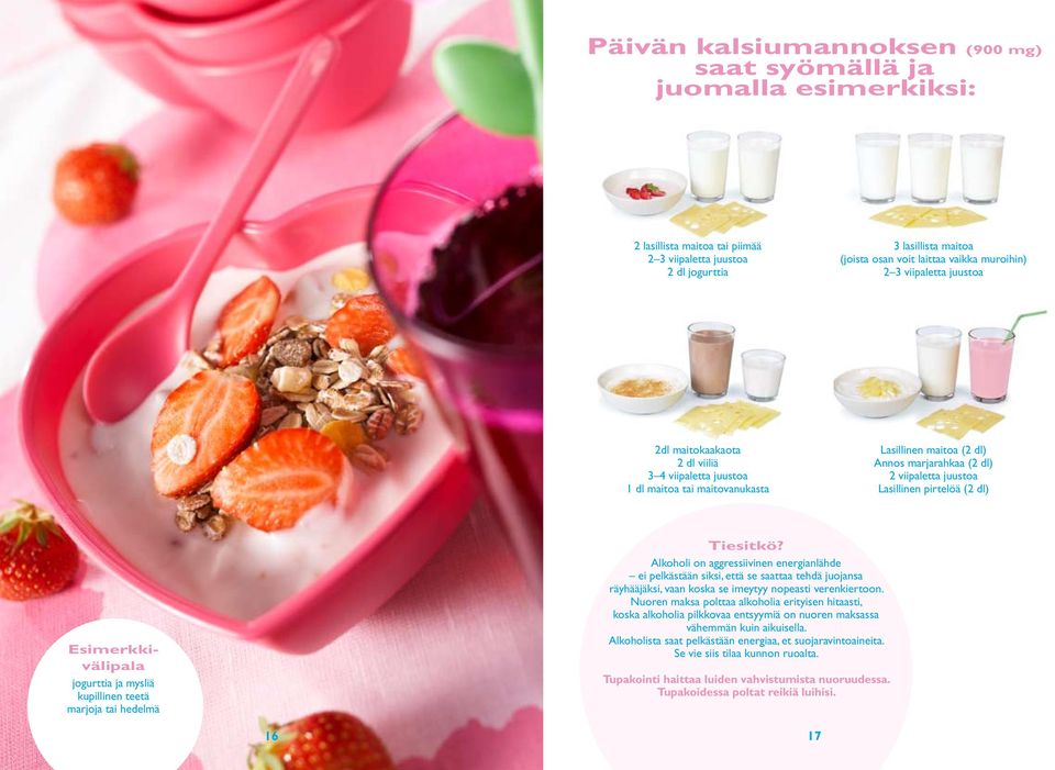 pirtelöä (2 dl) Esimerkkivälipala jogurttia ja mysliä kupillinen teetä marjoja tai hedelmä Tiesitkö?