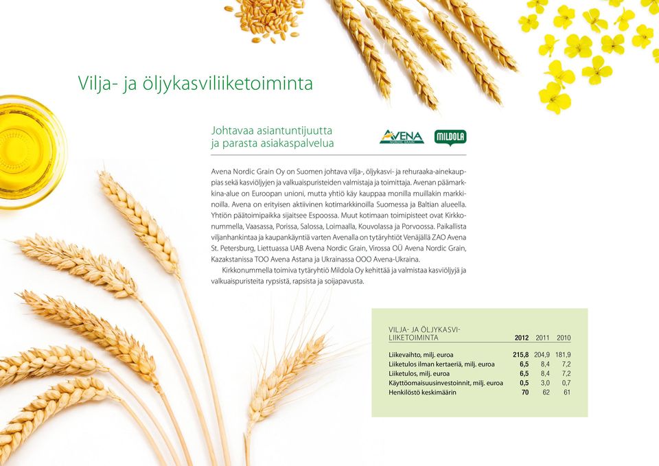Avena on erityisen aktiivinen kotimarkkinoilla Suomessa ja Baltian alueella. Yhtiön päätoimipaikka sijaitsee Espoossa.