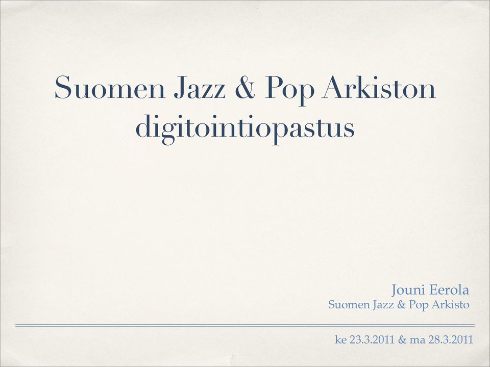Eerola Suomen Jazz & Pop