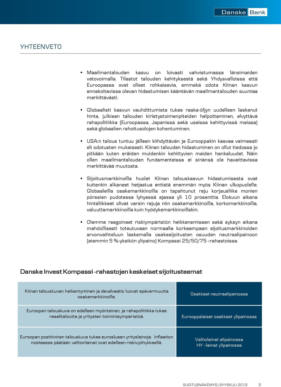 Danske Bank Oyj, Sijoitusnäkemys - PDF Free Download