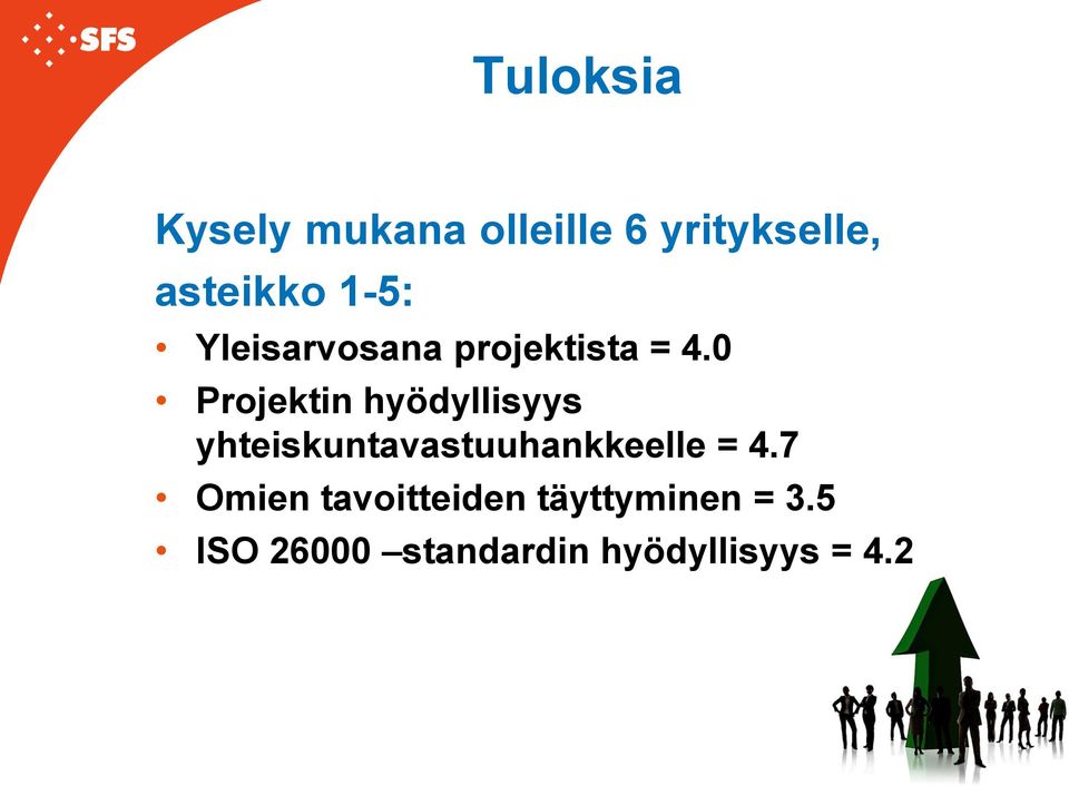 0 Projektin hyödyllisyys yhteiskuntavastuuhankkeelle = 4.