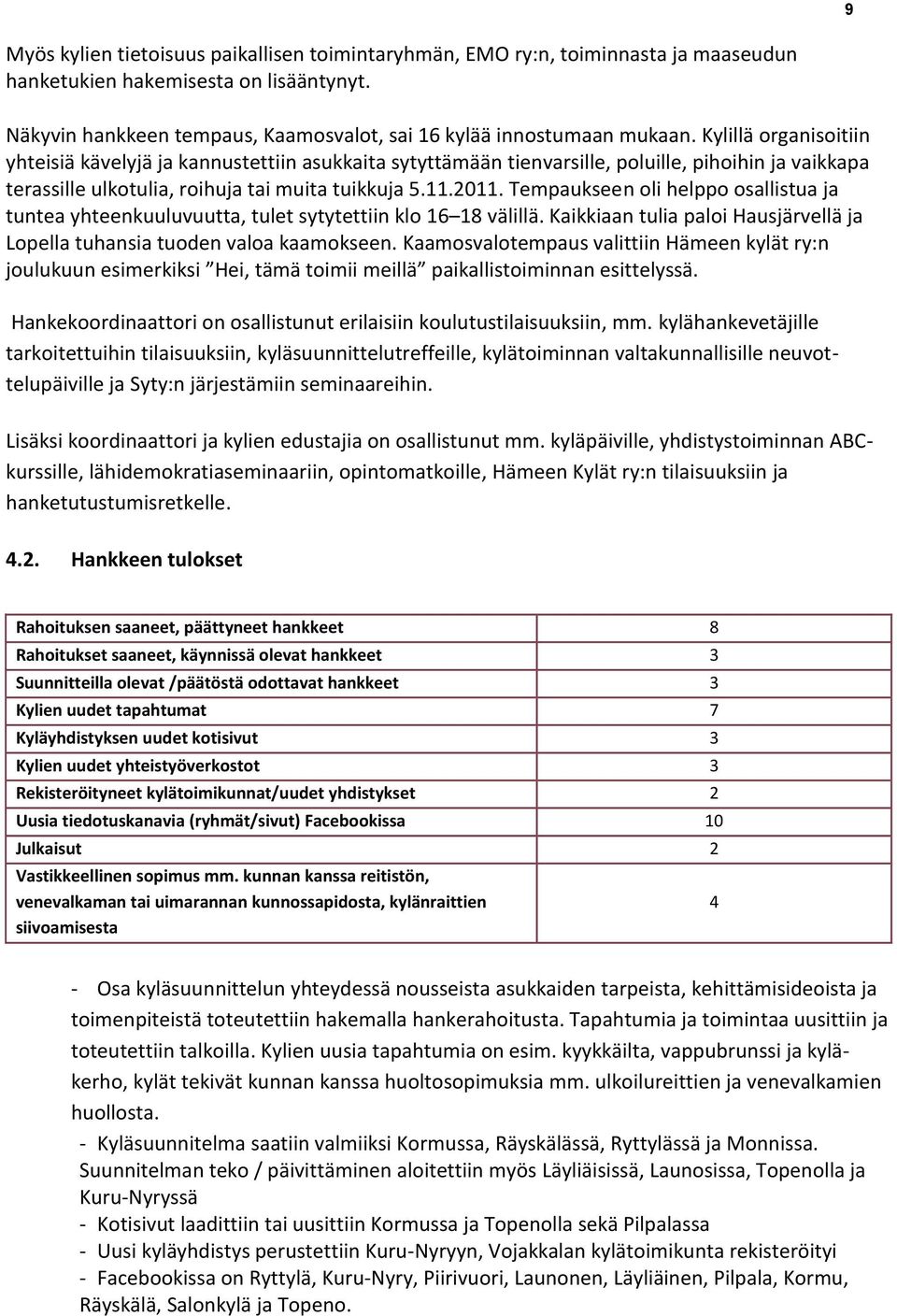 Tempaukseen oli helppo osallistua ja tuntea yhteenkuuluvuutta, tulet sytytettiin klo 16 18 välillä. Kaikkiaan tulia paloi Hausjärvellä ja Lopella tuhansia tuoden valoa kaamokseen.