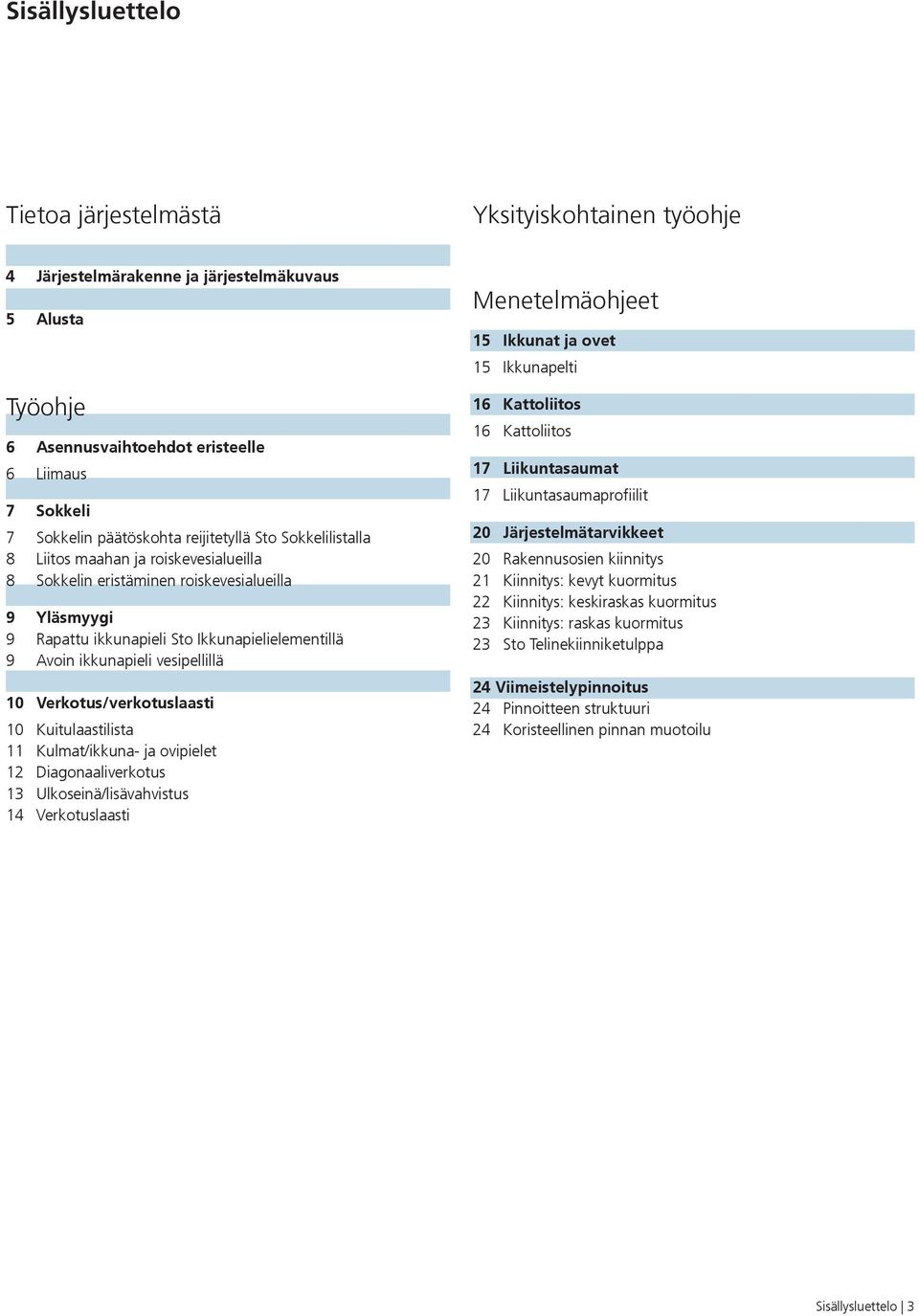 vesipellillä 0 Verkotus/verkotuslaasti 0 Kuitulaastilista Kulmat/ikkuna- ja ovipielet Diagonaaliverkotus Ulkoseinä/lisävahvistus 4 Verkotuslaasti Menetelmäohjeet 5 Ikkunat ja ovet 5 Ikkunapelti 6