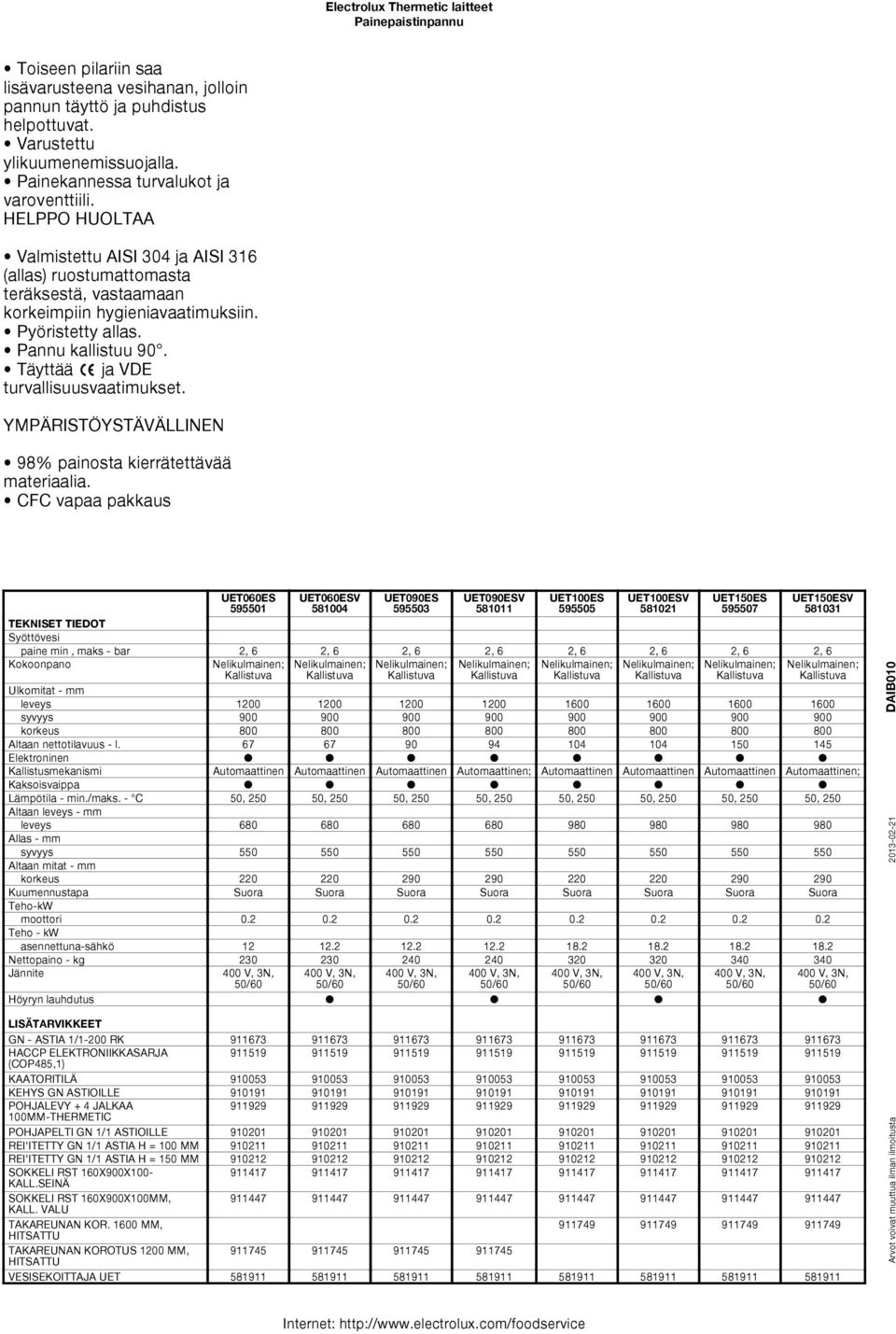 Täyttää H ja VDE turvallisuusvaatimukset. YMPÄRISTÖYSTÄVÄLLINEN 98% painosta kierrätettävää materiaalia.