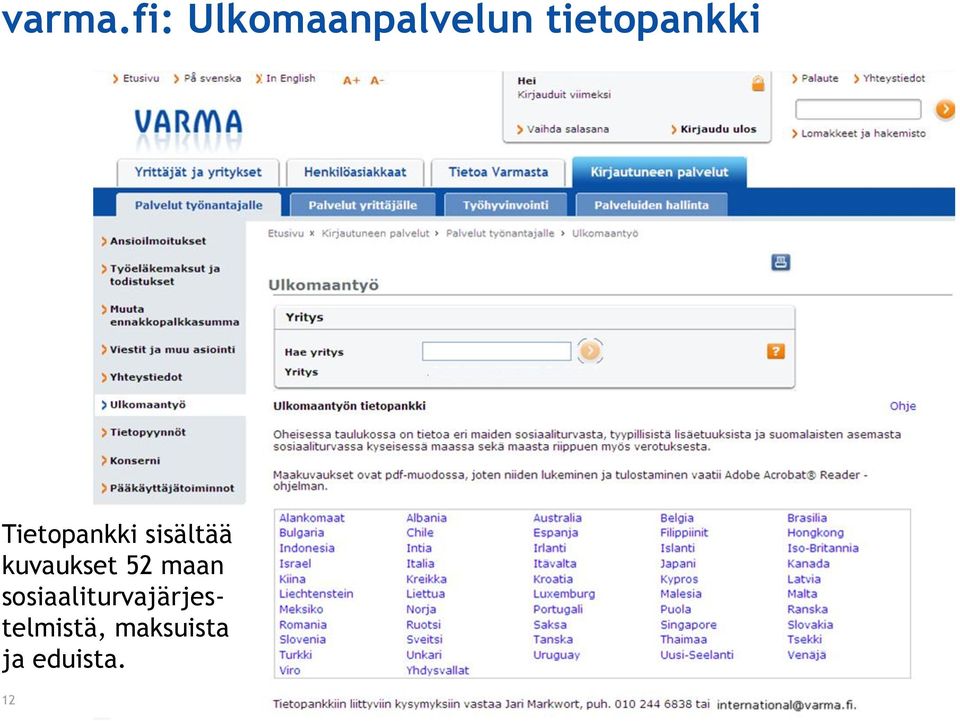 Tietopankki sisältää kuvaukset