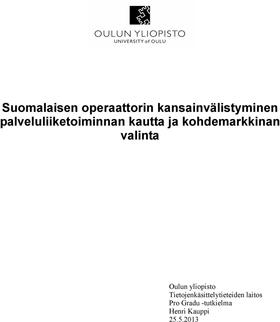valinta Oulun yliopisto