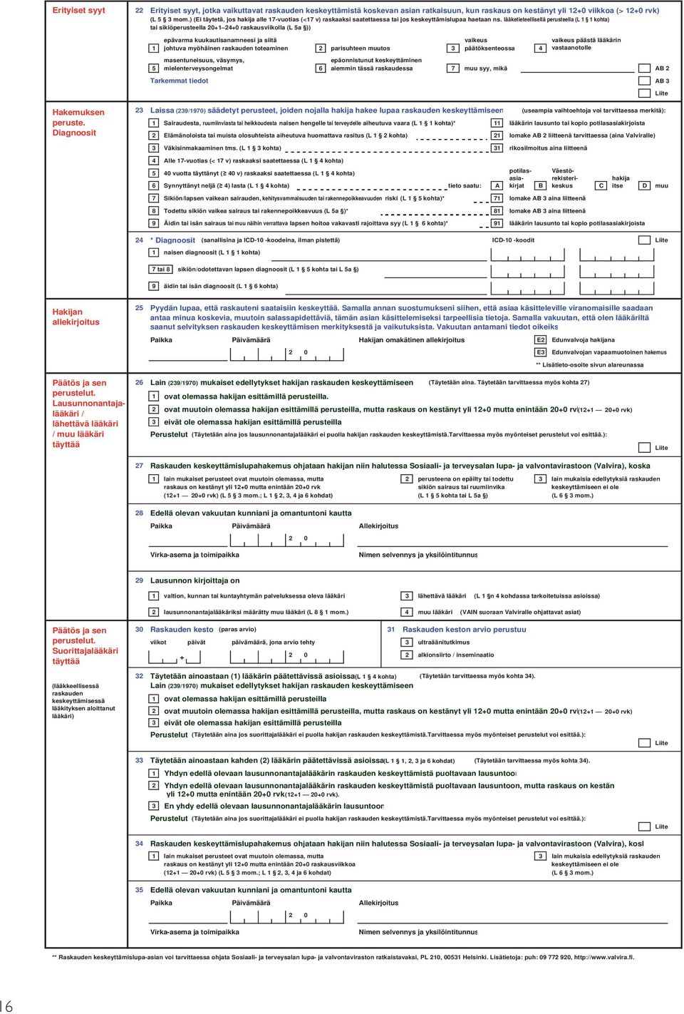 lääketieteellisellä perusteella (L 1 1 kohta) tai sikiöperusteella 20+1 24+0 raskausviikolla (L 5a )) epävarma kuukautisanamneesi ja siitä vaikeus vaikeus päästä lääkärin 1 johtuva myöhäinen