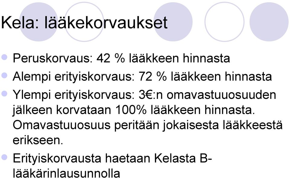 omavastuuosuuden jälkeen korvataan 100% lääkkeen hinnasta.