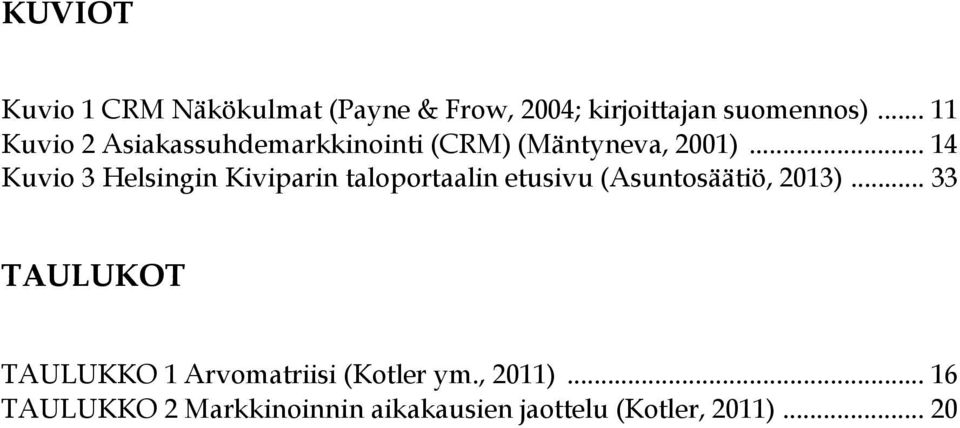 .. 14 Kuvio 3 Helsingin Kiviparin taloportaalin etusivu (Asuntosäätiö, 2013).