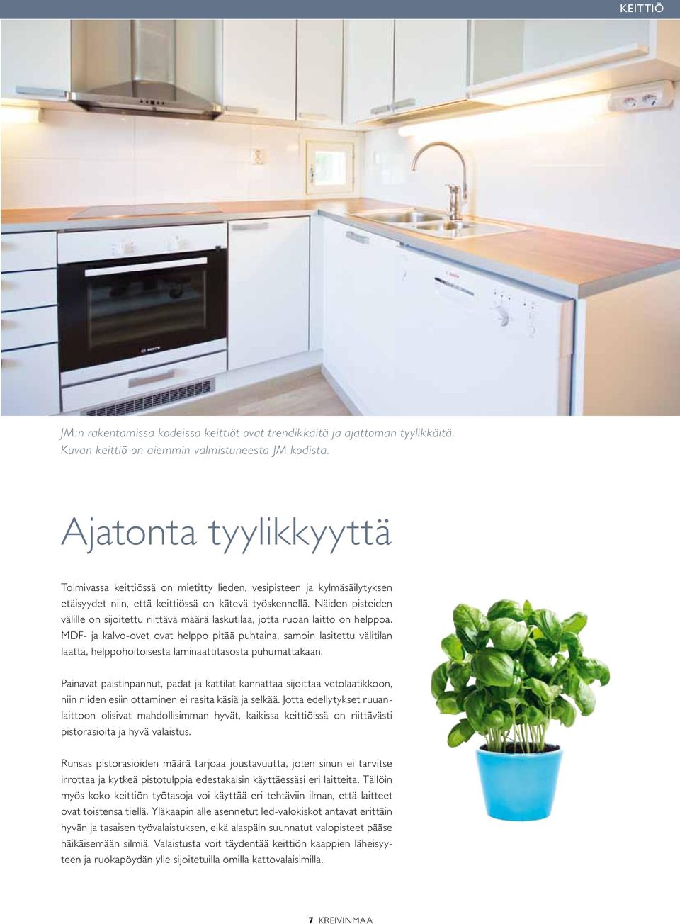 Näiden pisteiden välille on sijoitettu riittävä määrä laskutilaa, jotta ruoan laitto on helppoa.