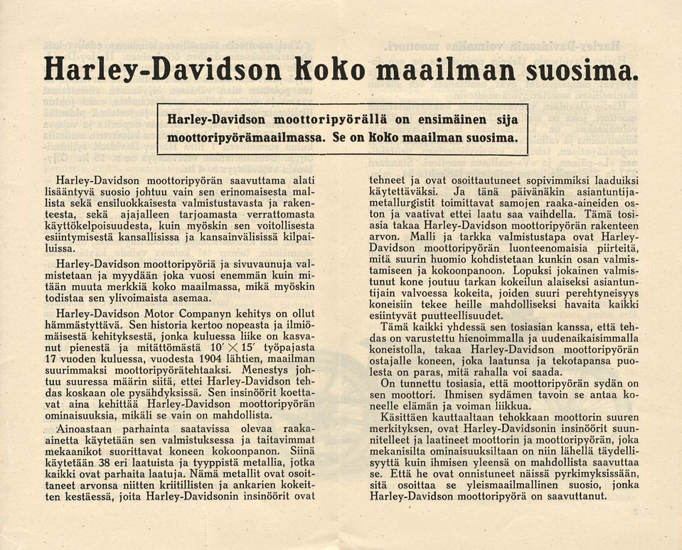verrattomasta käyttökelpoisuudesta, kuin myöskin sen voitollisesta esiintymisestä kansallisissa ja kansainvälisissä kilpailuissa.