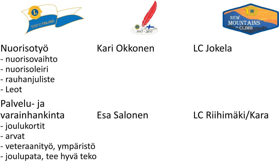varainhankinta Esa Salonen LC Riihimäki/Kara -