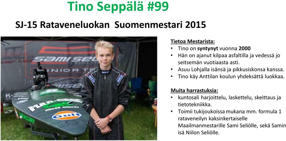 Tino käy Anttilan koulun yhdeksättä luokkaa.