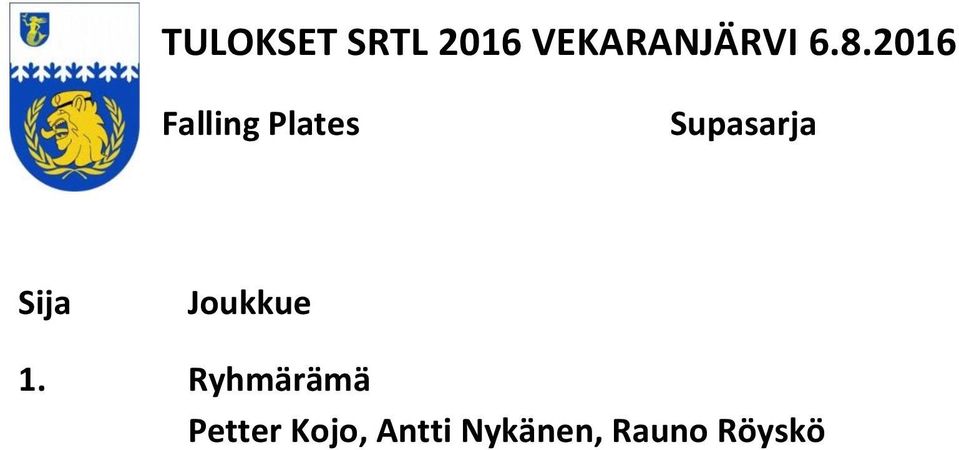 Supasarja Sija Joukkue 1.