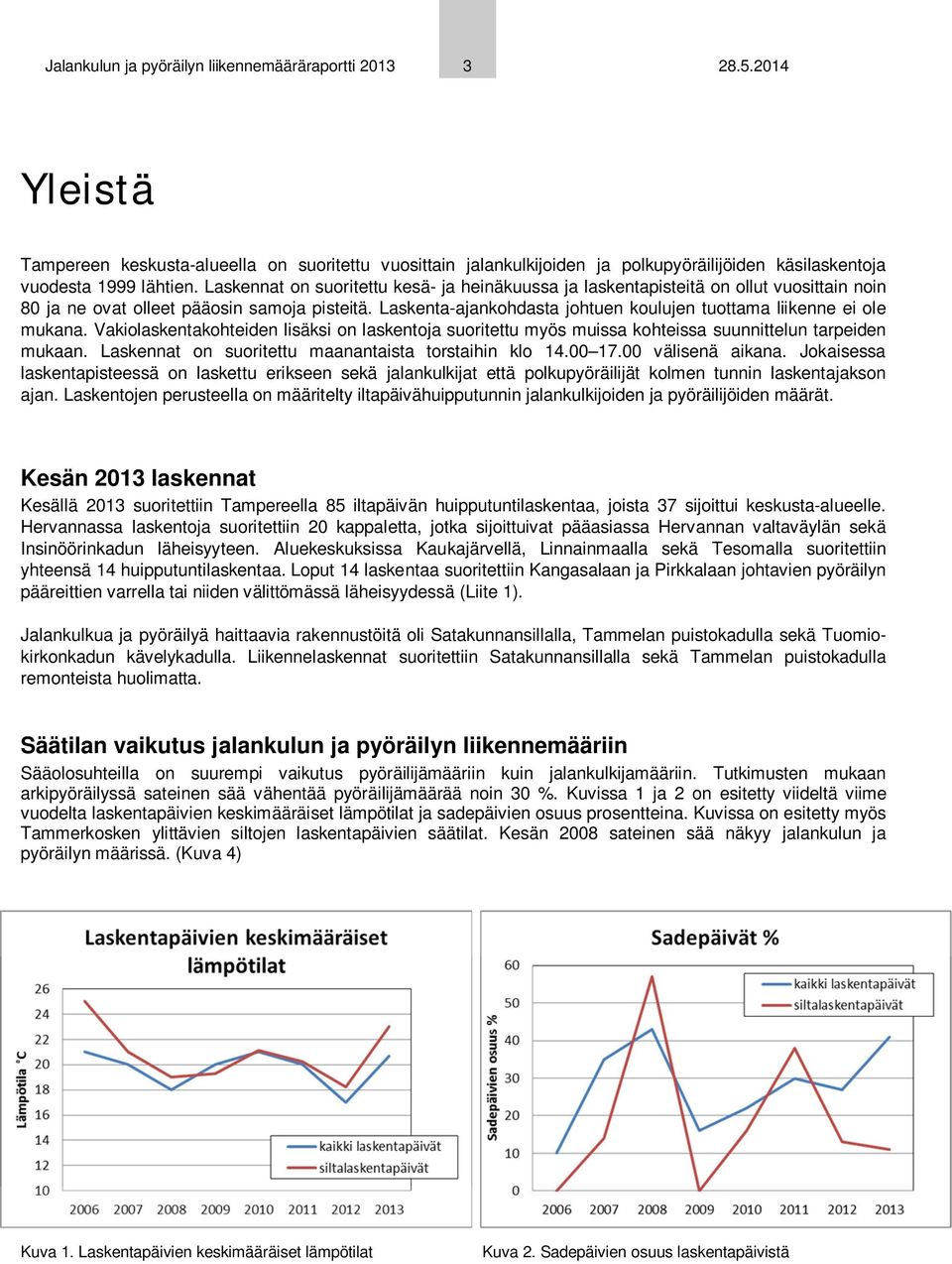 Laskennat on suoritettu kesä- ja heinäkuussa ja laskentapisteitä on ollut vuosittain noin 80 ja ne ovat olleet pääosin samoja pisteitä.