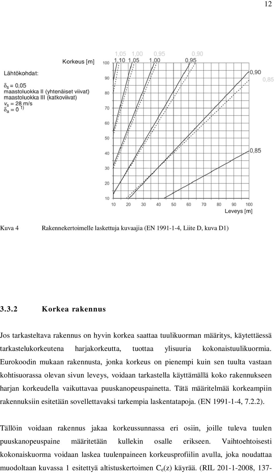 Eurokoodin mukaan rakennusta, jonka korkeus on pienempi kuin sen tuulta vastaan kohtisuorassa olevan sivun leveys, voidaan tarkastella käyttämällä koko rakennukseen harjan korkeudella vaikuttavaa