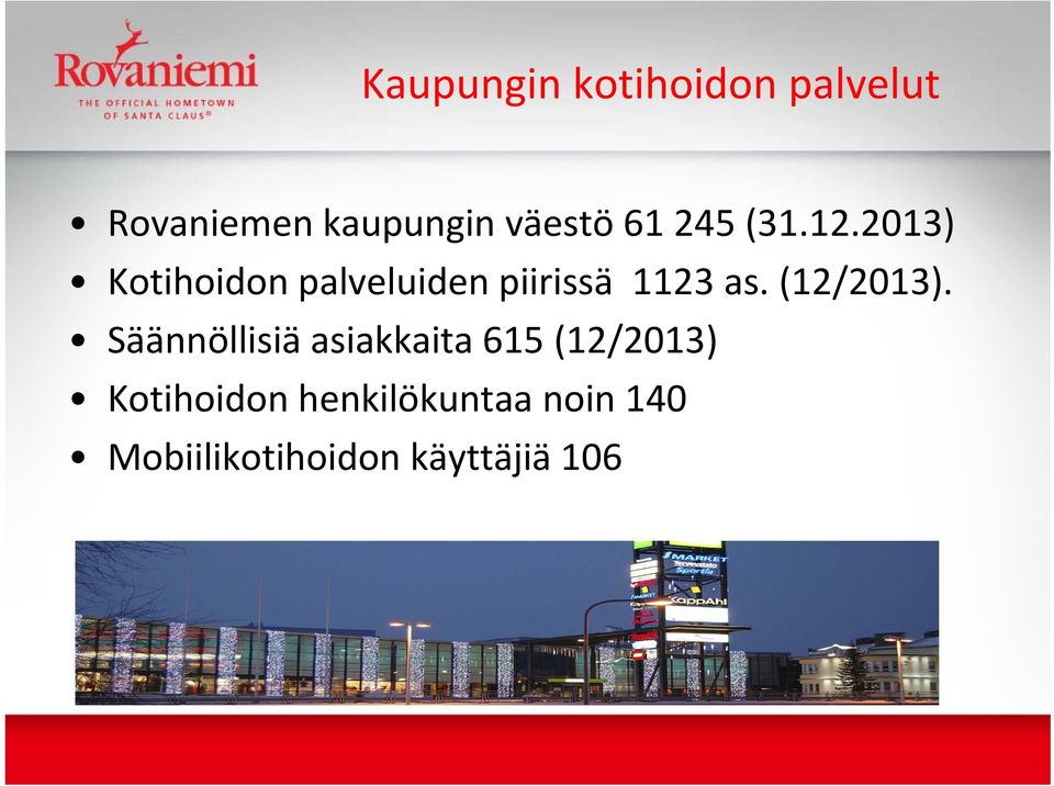 2013) Kotihoidon palveluiden piirissä 1123 as. (12/2013).