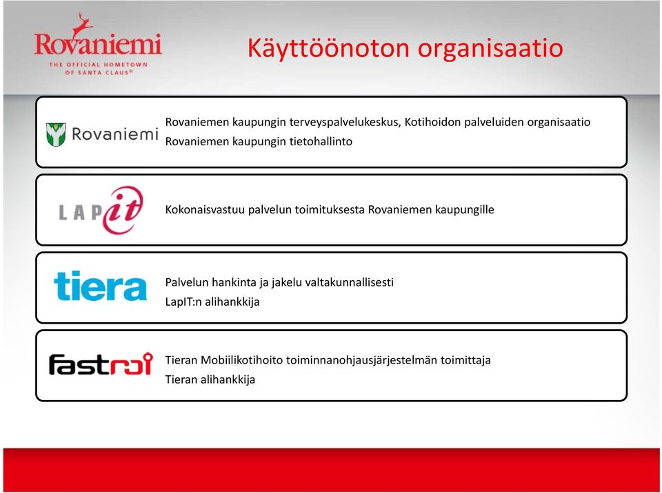 toimituksesta Rovaniemen kaupungille Palvelun hankinta ja jakelu valtakunnallisesti