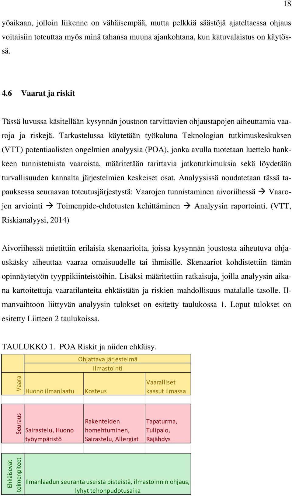 Tarkastelussa käytetään työkaluna Teknologian tutkimuskeskuksen (VTT) potentiaalisten ongelmien analyysia (POA), jonka avulla tuotetaan luettelo hankkeen tunnistetuista vaaroista, määritetään