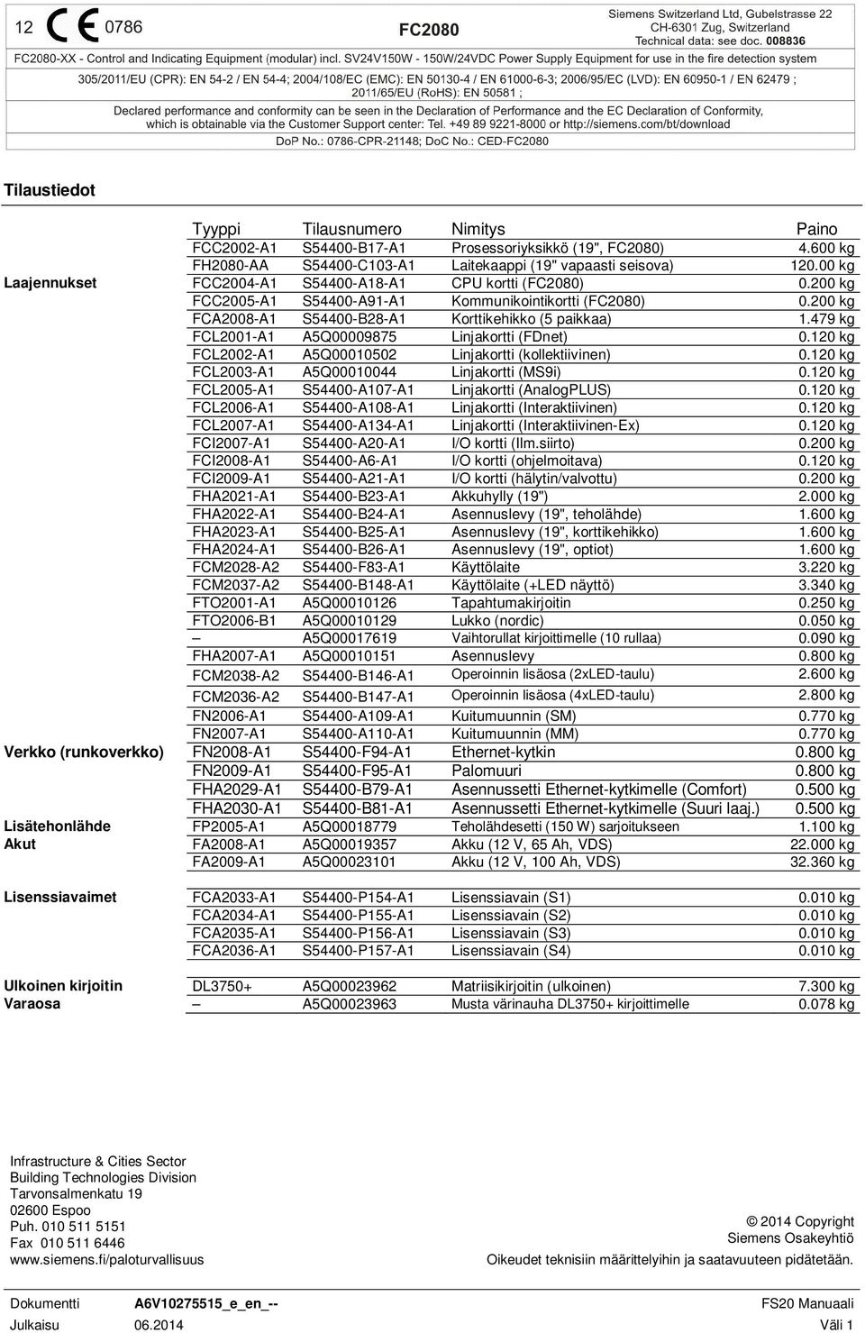 479 kg FCL2001-A1 A5Q00009875 Linjakortti (FDnet) 0.120 kg FCL2002-A1 A5Q00010502 Linjakortti (kollektiivinen) 0.120 kg FCL2003-A1 A5Q00010044 Linjakortti (MS9i) 0.