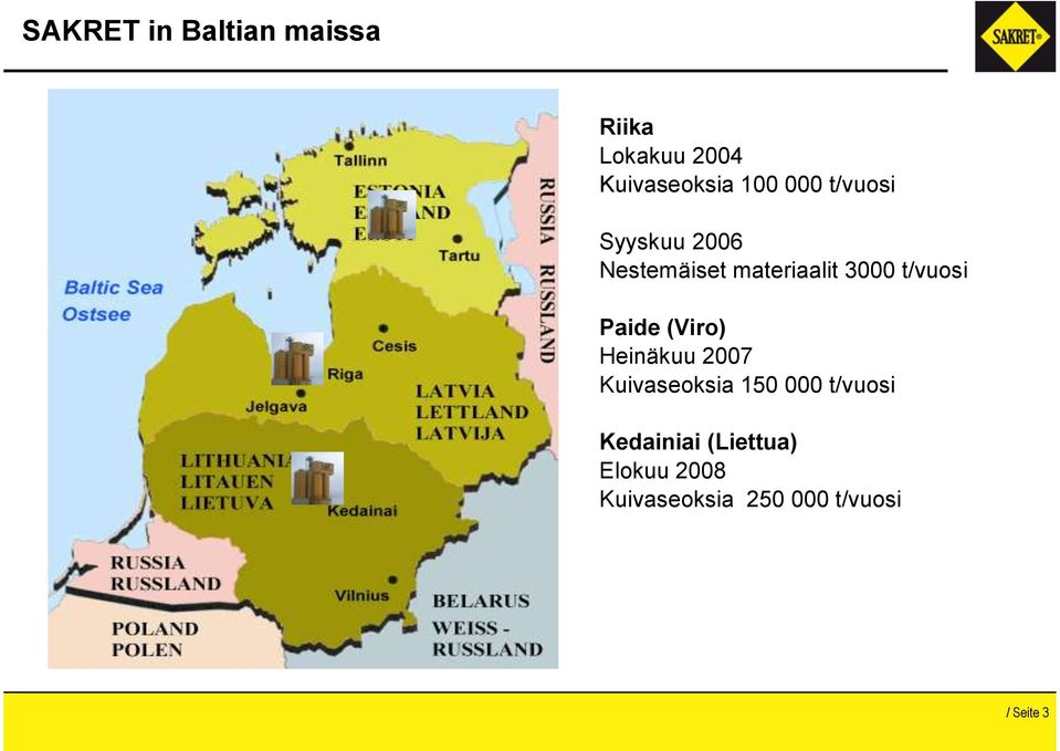 Paide (Viro) Heinäkuu 2007 Kuivaseoksia 150 000 t/vuosi