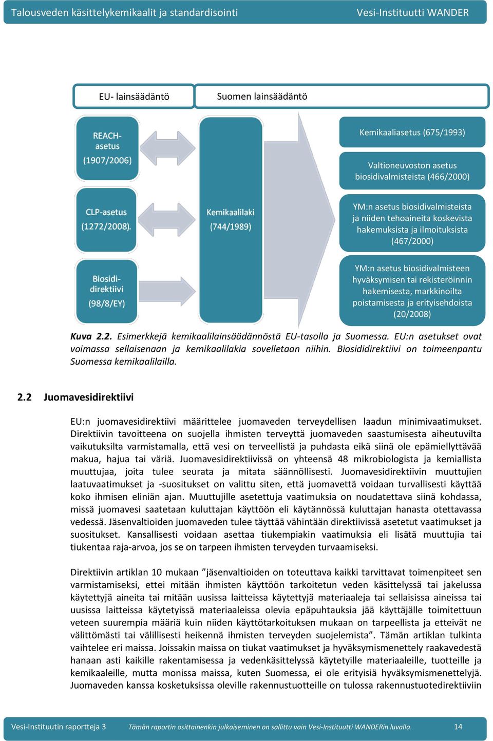 EU:n asetukset ovat voimassa sellaisenaan ja kemikaalilakia sovelletaan niihin. Biosididirektiivi on toimeenpantu Suomessa kemikaalilailla. 2.