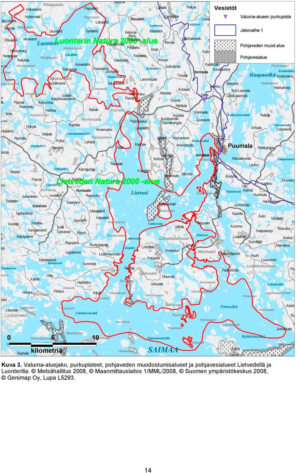 muodostumisalueet ja pohjavesialueet Lietvedellä ja